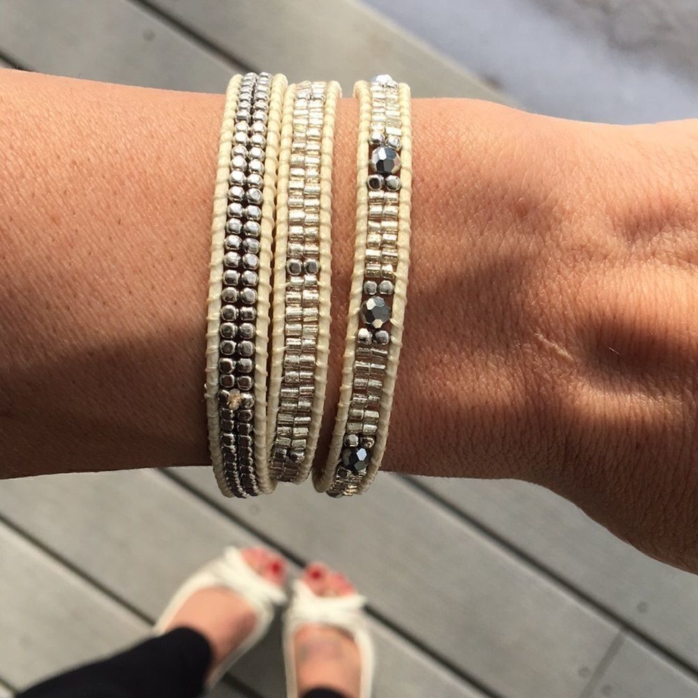 NEW Katie Soleil beige silver grey Wrap bracelet